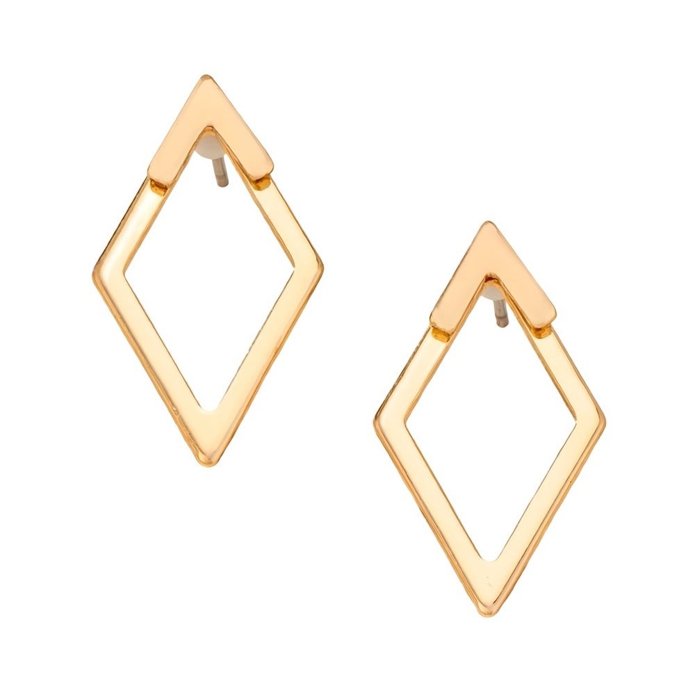 Chic Gold Tone Open Frame Geometric Shaped Earrings